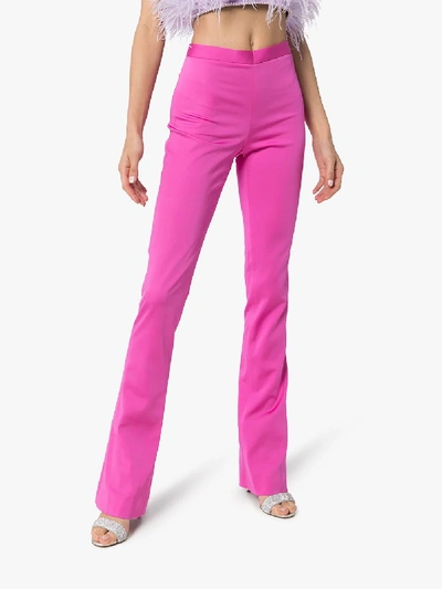 Shop Versace High Waist Flared Trousers In Pink