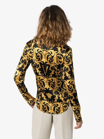 Shop Versace Virtus Medusa Baroque Print Silk Shirt In Black