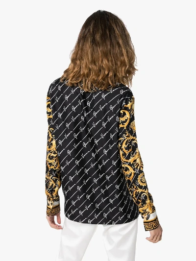 Shop Versace Baroque Print Silk Shirt In Black