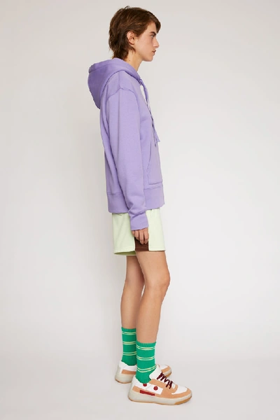 Shop Acne Studios Ferris Face Lavender Purple In Classic Fit Hooded Sweatshirt