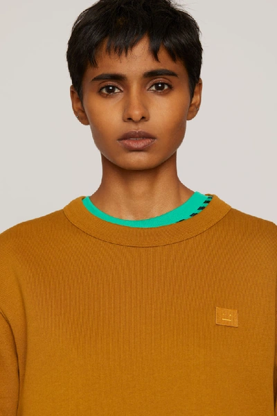 Shop Acne Studios Fairview Face Caramel Brown In Classic Fit Sweatshirt