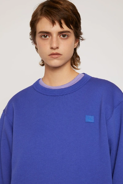 Shop Acne Studios Fairview Face Electric Blue In Classic Fit Sweatshirt
