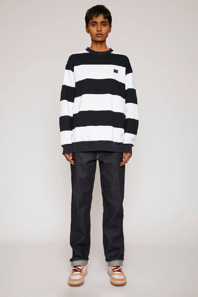 Shop Acne Studios Striped Sweatshirt Navy/white