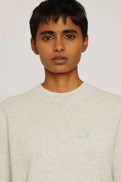 Shop Acne Studios Wool Crew Neck Sweater In Light Grey Melange