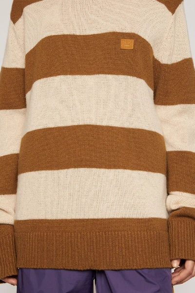 Shop Acne Studios Oversized Striped Sweater Beige/camel
