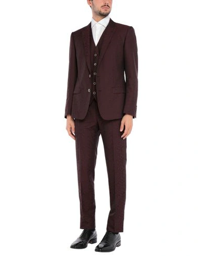 Shop Dolce & Gabbana Suits In Maroon