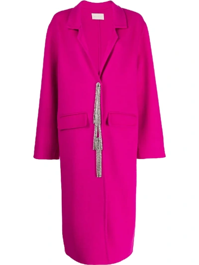 Shop Christopher Kane Embellished Button Coat In Pink