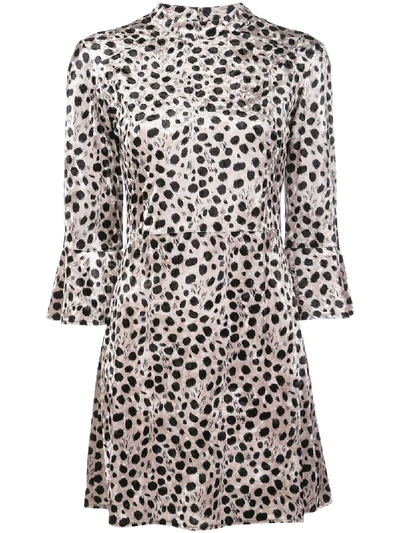 Shop Hvn Mini Ashley Bell-sleeve Dress In Neutrals