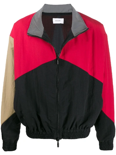 Shop Rhude Block Colour Logo Jacket In Red
