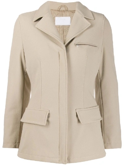Pre-owned Prada 1990s Fitted Zipped Jacket In Neutrals
