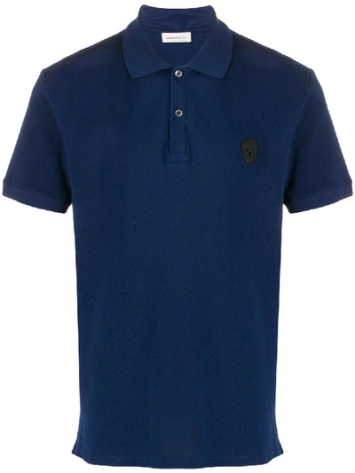 Shop Alexander Mcqueen Skull Patch Polo Shirt In Blue