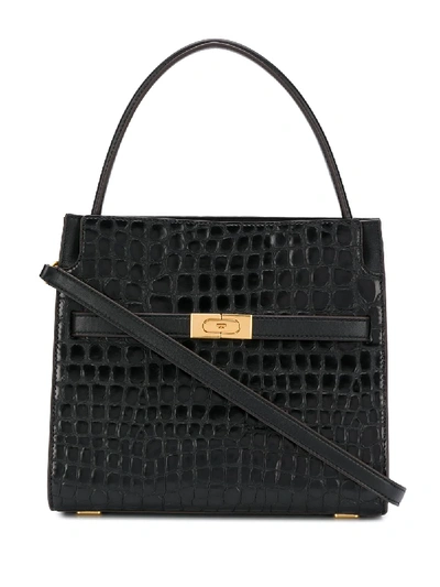 Shop Tory Burch Lee Radziwill Embossed Tote Bag In Black