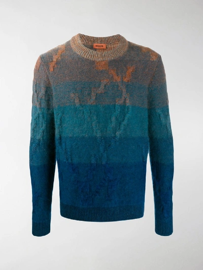 Shop Missoni Colour Block Patterned Sweater In Blue