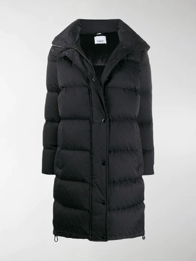 Shop Burberry Monogram Puffer Coat In Black