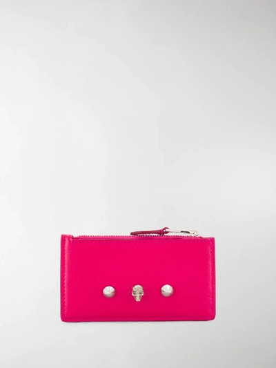 Shop Alexander Mcqueen Skull And Stud Cardholder In Pink