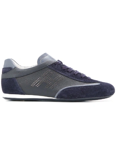 Shop Hogan Blue Leather Sneakers