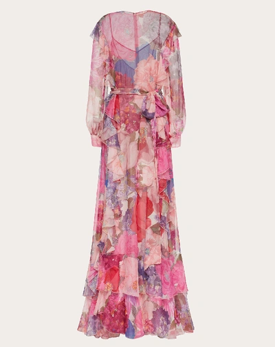 Shop Valentino Printed Chiffon Evening Dress In Multicolored