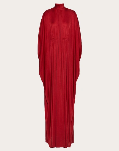 Shop Valentino Fluid Jersey Evening Dress In Crimson