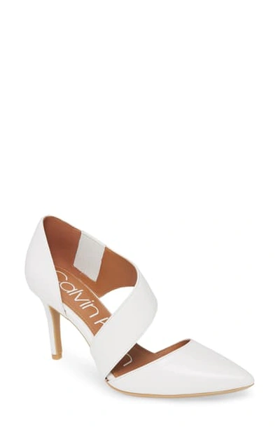 Shop Calvin Klein 'gella' Pointy Toe Pump In White Leather