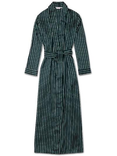 Shop Derek Rose Women's Full Length Robe Brindisi 55 Pure Silk Green