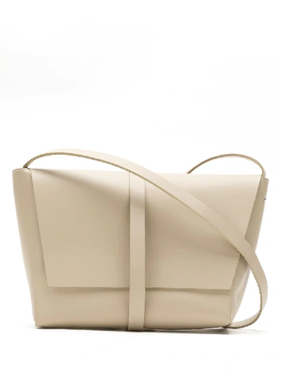 Shop Gloria Coelho Trapeze-shape Leather Shoulder Bag In Neutrals