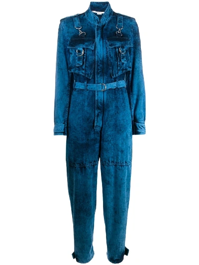Shop Stella Mccartney Bleached Denim Jumpsuit In Blue