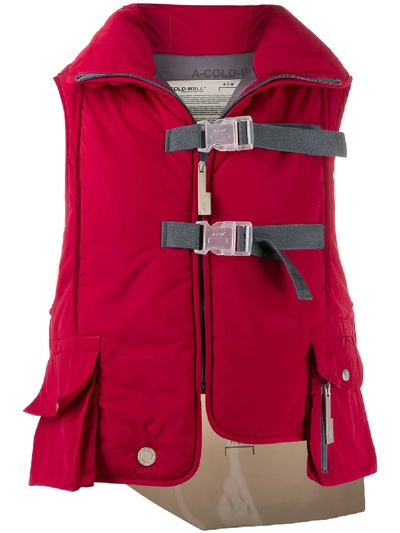 Shop A-cold-wall* Step Front Padded Vest In Red