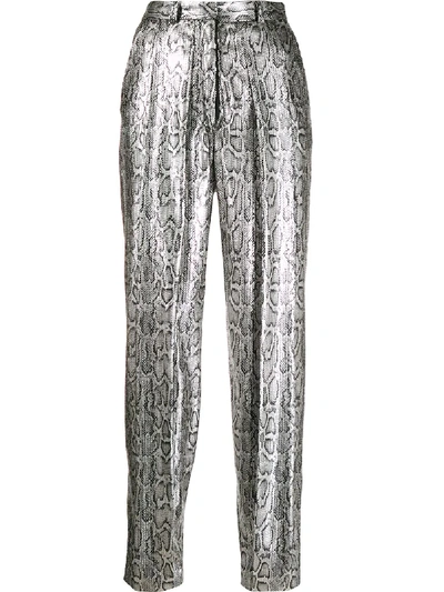 Shop Christopher Kane Sequin Snake Print Trousers In Silver