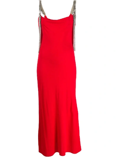 Shop Christopher Kane Embellished Strap Dress In Red