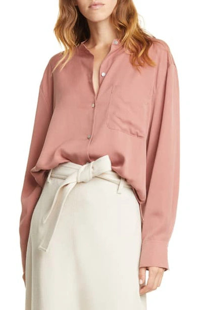 Shop Vince Relaxed Band Collar Blouse In Esme
