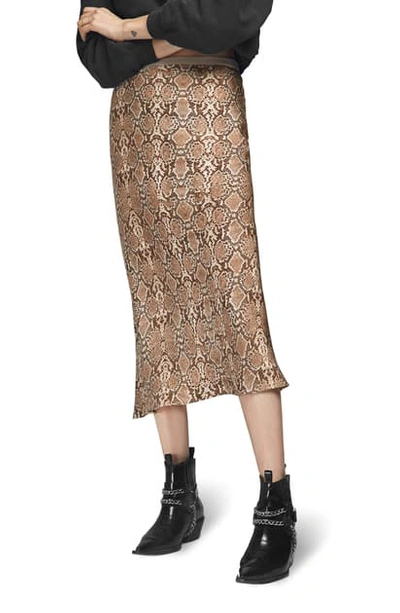 Shop Anine Bing Bar Print Silk Midi Skirt In Python