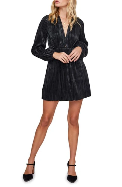 Shop Astr Supernova Metallic Long Sleeve Dress In Black