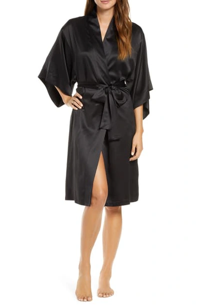 Shop Natori Satin Wrap Robe In Blk Black