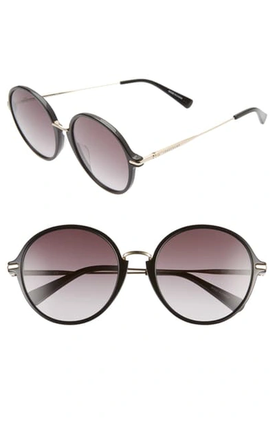 Shop Longchamp Roseau 56mm Round Sunglasses In Black/ Grey