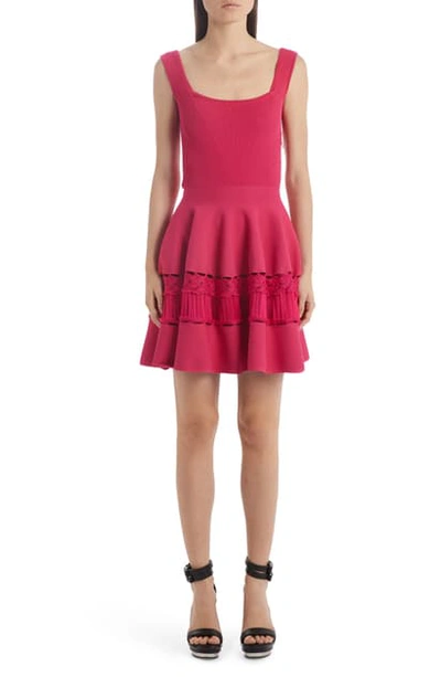 Shop Alexander Mcqueen Ladder Stitch Panel Sweater Dress In Orchid Pink