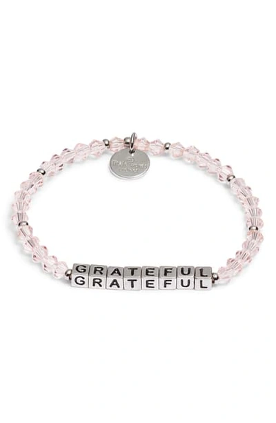 Shop Little Words Project Grateful Bracelet In Vintage Rose Pink Silver