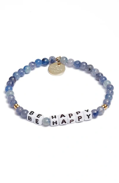 Shop Little Words Project Be Happy Bracelet In Aquamarine White