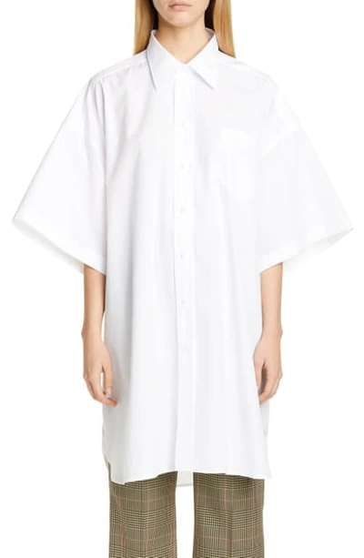 Shop Maison Margiela Oversize Cotton Poplin Shirt In Optic White