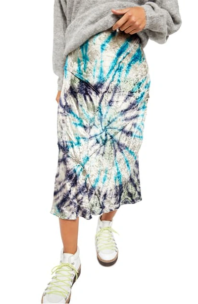 Shop Free People Serious Swagger Tie Die Velvet Skirt In Pisces Combo