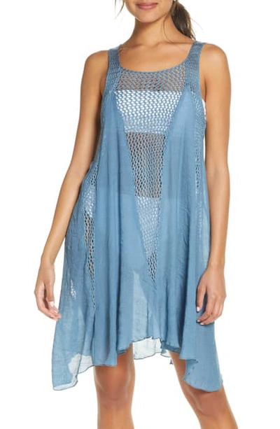 Shop Elan Crochet Inset Cover-up Dress In Denim
