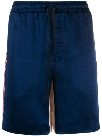 Shop Gucci Gg-embroidered Track Shorts In Blue