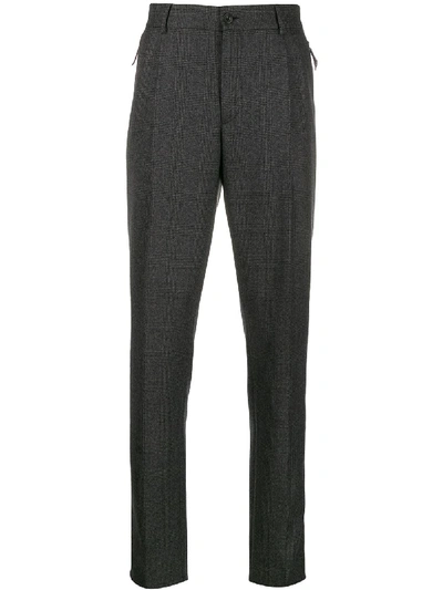 Shop Burberry Check Tailored Trousers In Grau