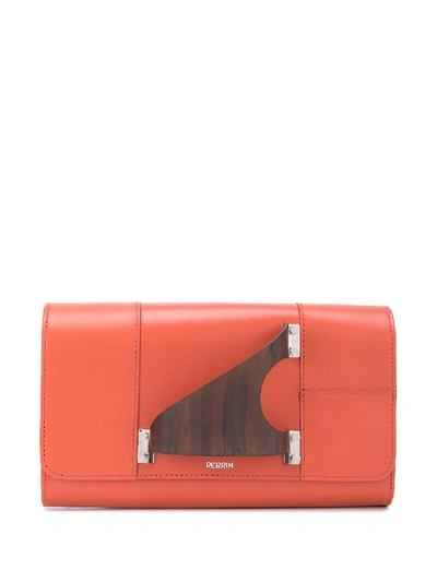 Shop Perrin Paris L'eiffel Handle Detail Clutch Bag In Orange