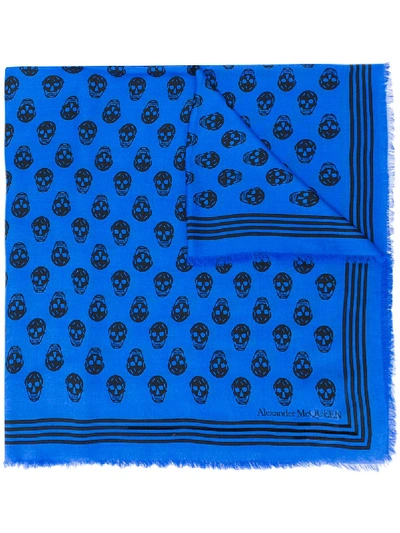 Shop Alexander Mcqueen Skull Print Scarf In Blue