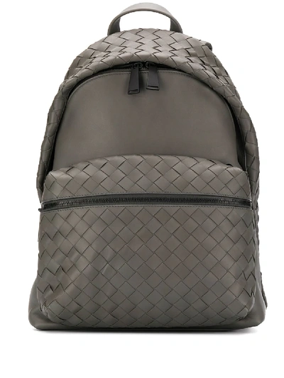 Shop Bottega Veneta Intrecciato Weave Backpack In Grey