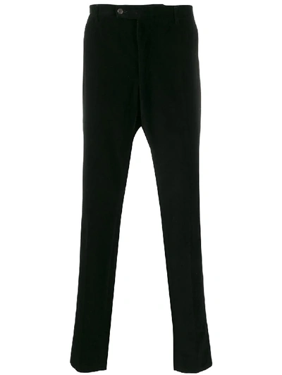 Pre-owned Saint Laurent 1990s Velvet Effect Tapered Trousers In Black