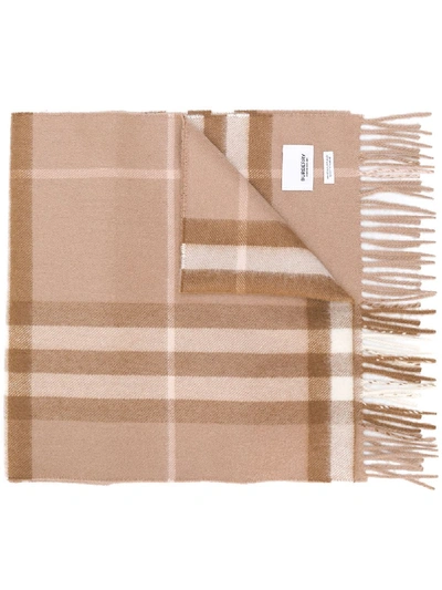 Shop Burberry Giant Check Scarf In Neutrals