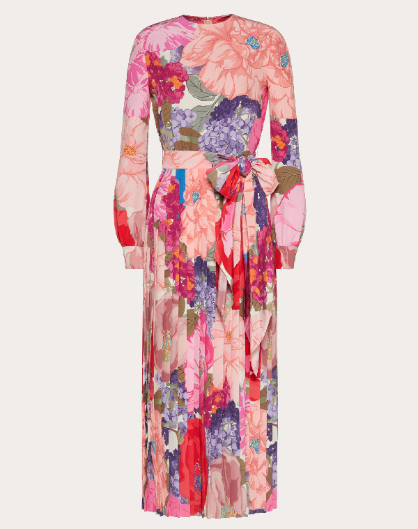 silk midi dress with sleeves