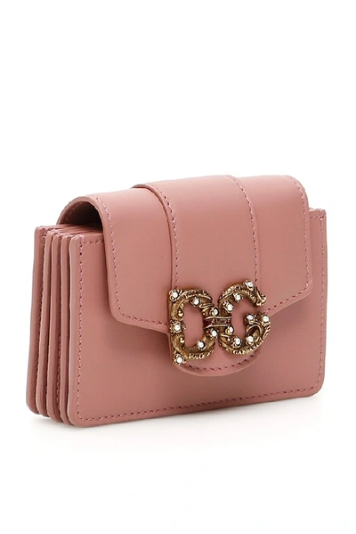 Shop Dolce & Gabbana Dg Amore Embellished Cardholder In Pink