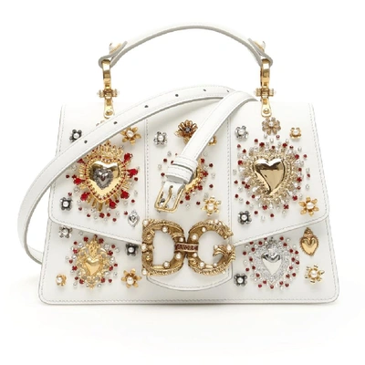 Dolce & Gabbana Dg Amore Bag In Calfskin With Heart Embroidery In White |  ModeSens